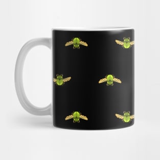 Dark Open Simple Green Beetle Pattern Mug